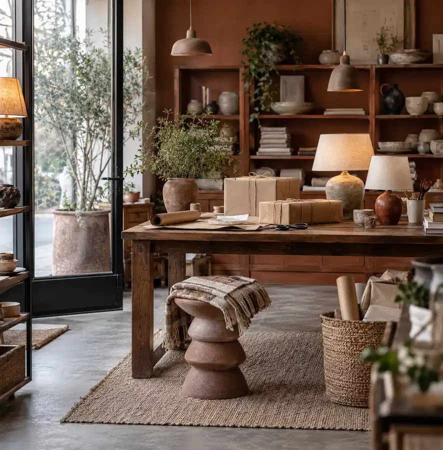 Illustration of independent retailers equipment and workspace